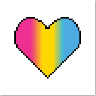 Inclusive Pansexual Flag pride pixel heart Posters and Art